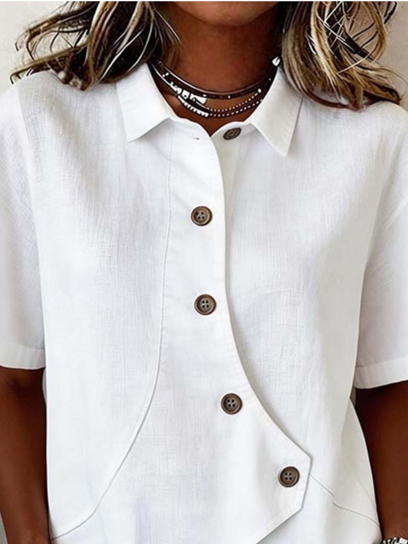 Full Size Casual Asymmetrical Button Shirt Plus Size - Rochelle's House LLC