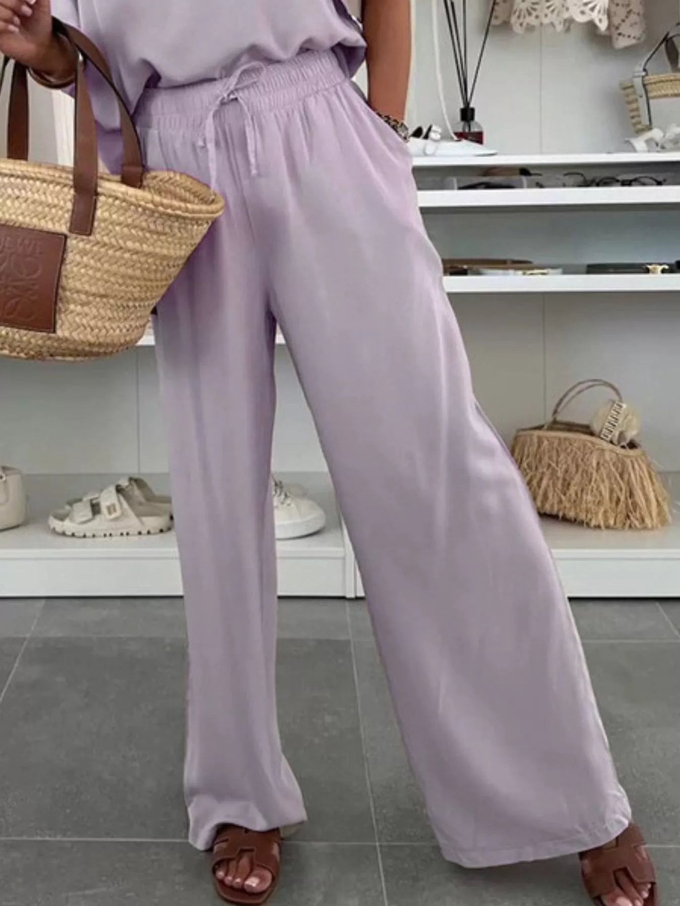 Full Size Casual Loose Round Neck Top and Pants Two - Piece Set Plus Size - Rochelle's House LLC