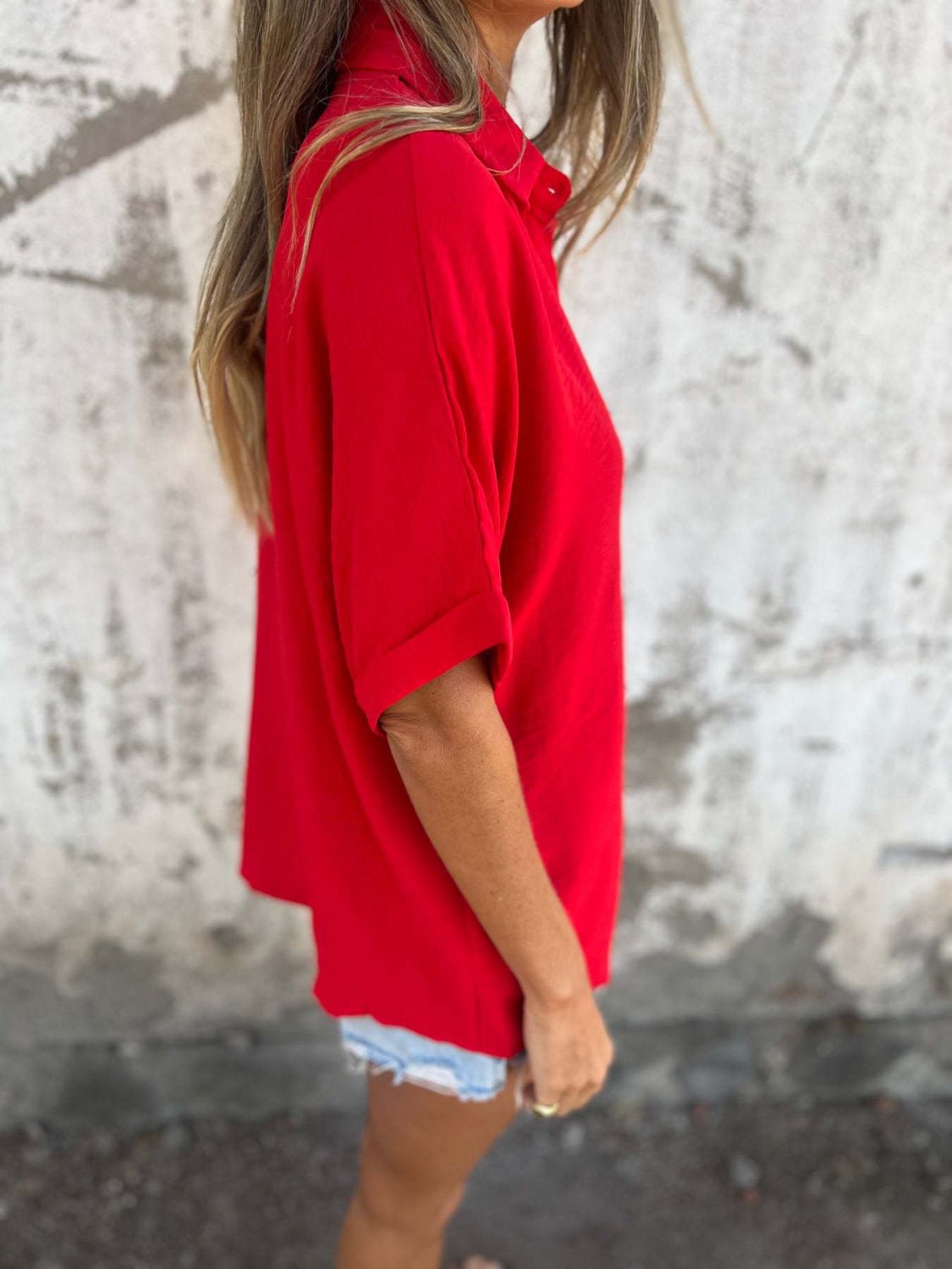 Back view of product with easy, flowy drape