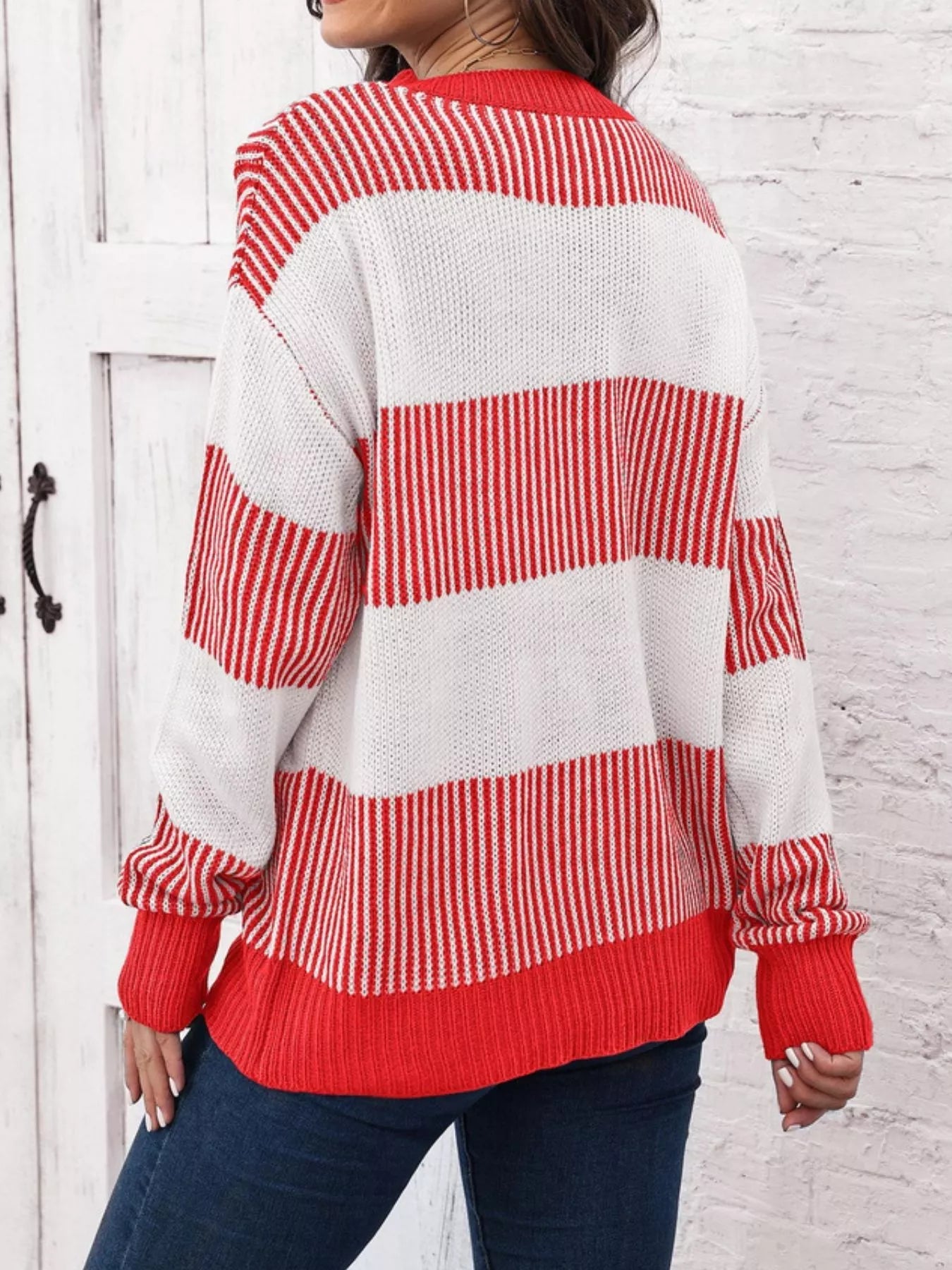 Full Size Color Block Dropped Shoulder Sweater Plus Size - Rochelle's House LLC