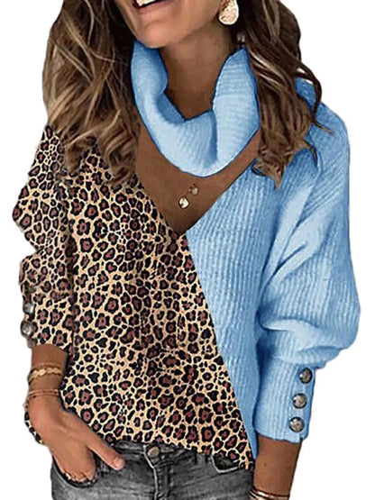 Full Size Color Block Turtleneck Sweater Plus Size - Rochelle's House LLC