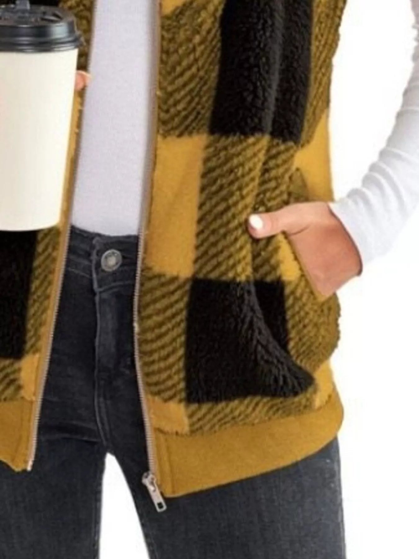 Full Size Color Block Zip Up Vest Coat Plus Size - Rochelle's House LLC
