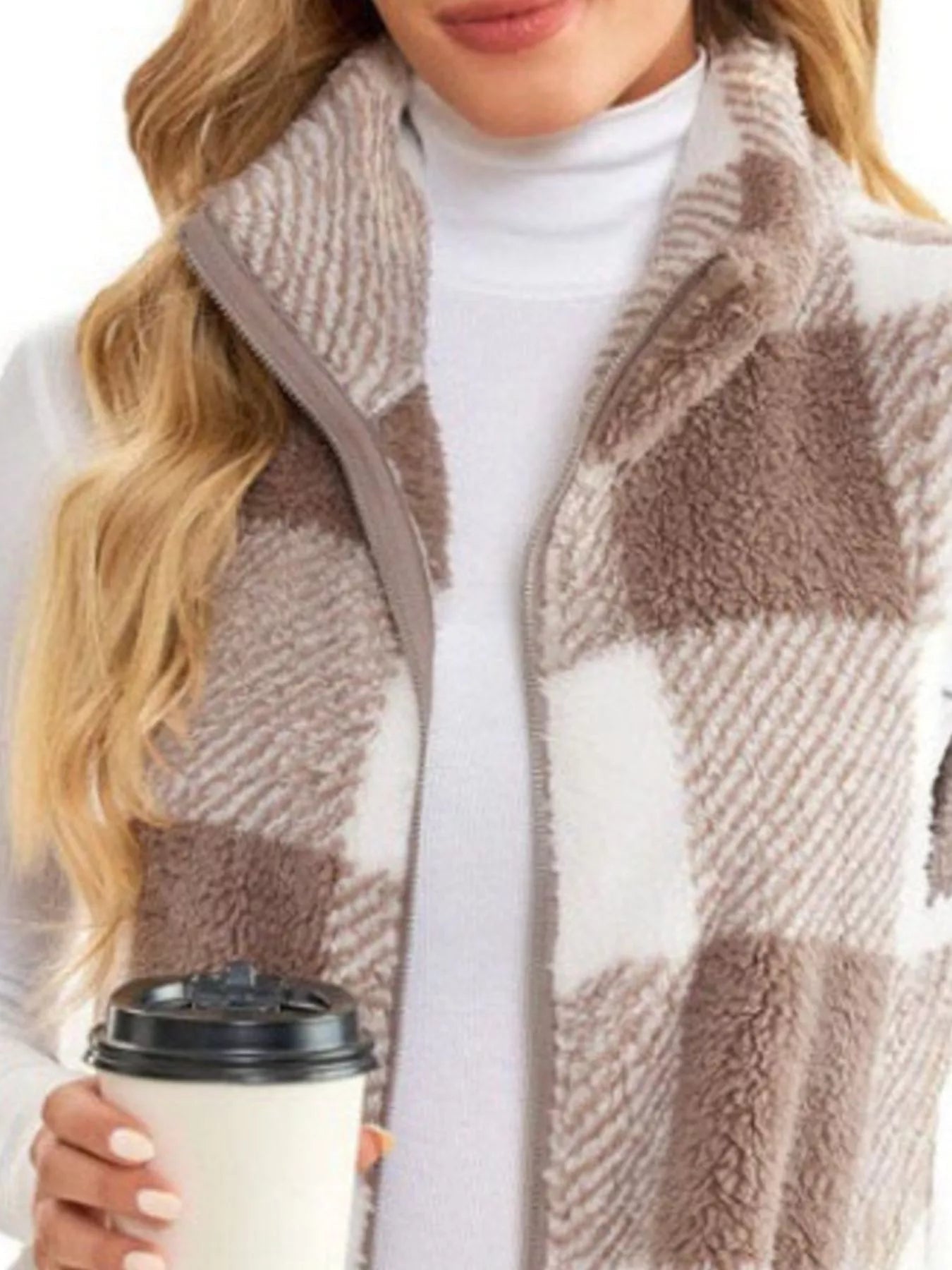Full Size Color Block Zip Up Vest Coat Plus Size - Rochelle's House LLC