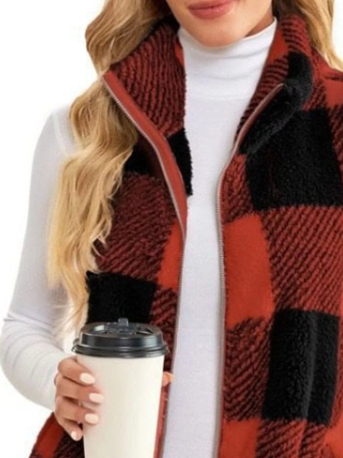 Full Size Color Block Zip Up Vest Coat Plus Size - Rochelle's House LLC