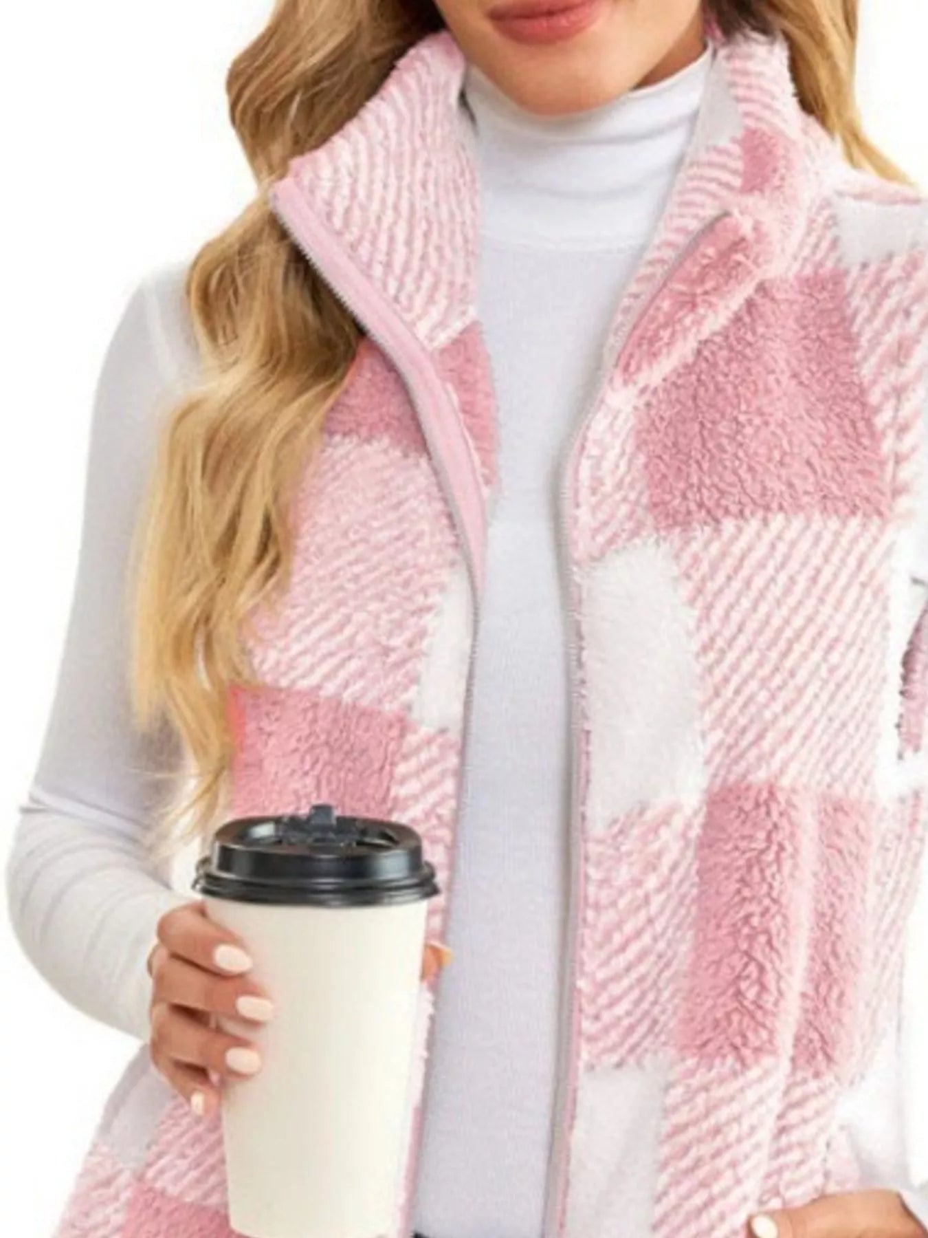 Full Size Color Block Zip Up Vest Coat Plus Size - Rochelle's House LLC