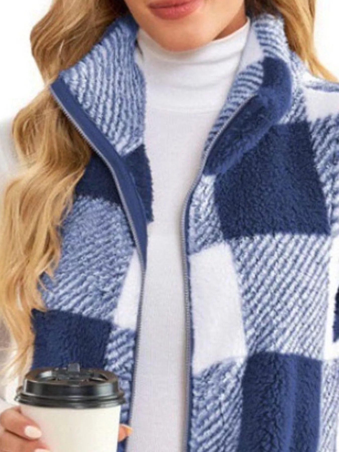 Full Size Color Block Zip Up Vest Coat Plus Size - Rochelle's House LLC