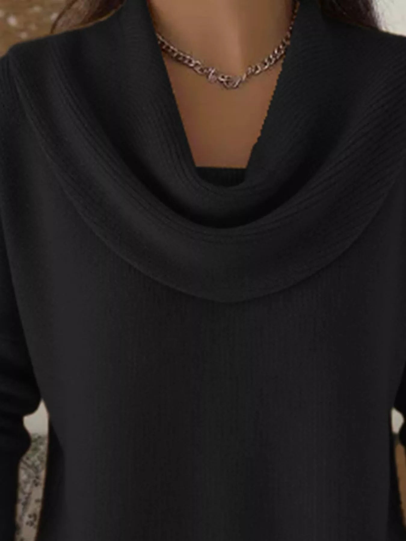 Full Size Cowl Neck Solid Color Sweater Plus Size - Rochelle's House LLC