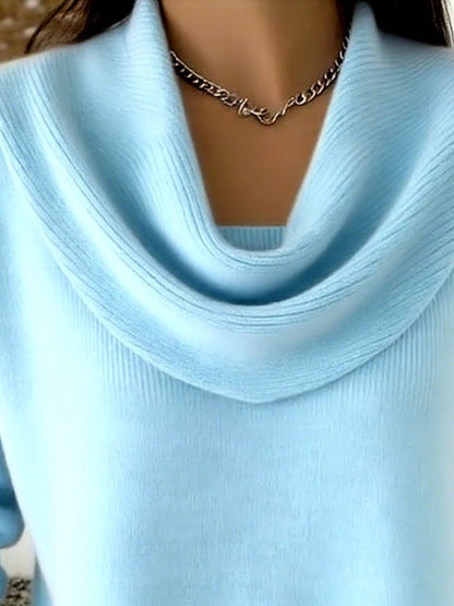 Full Size Cowl Neck Solid Color Sweater Plus Size - Rochelle's House LLC