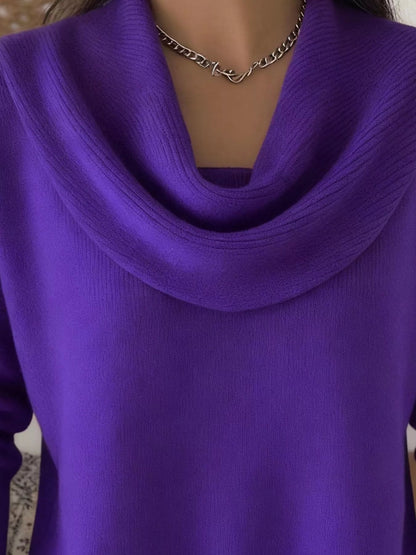 Full Size Cowl Neck Solid Color Sweater Plus Size - Rochelle's House LLC