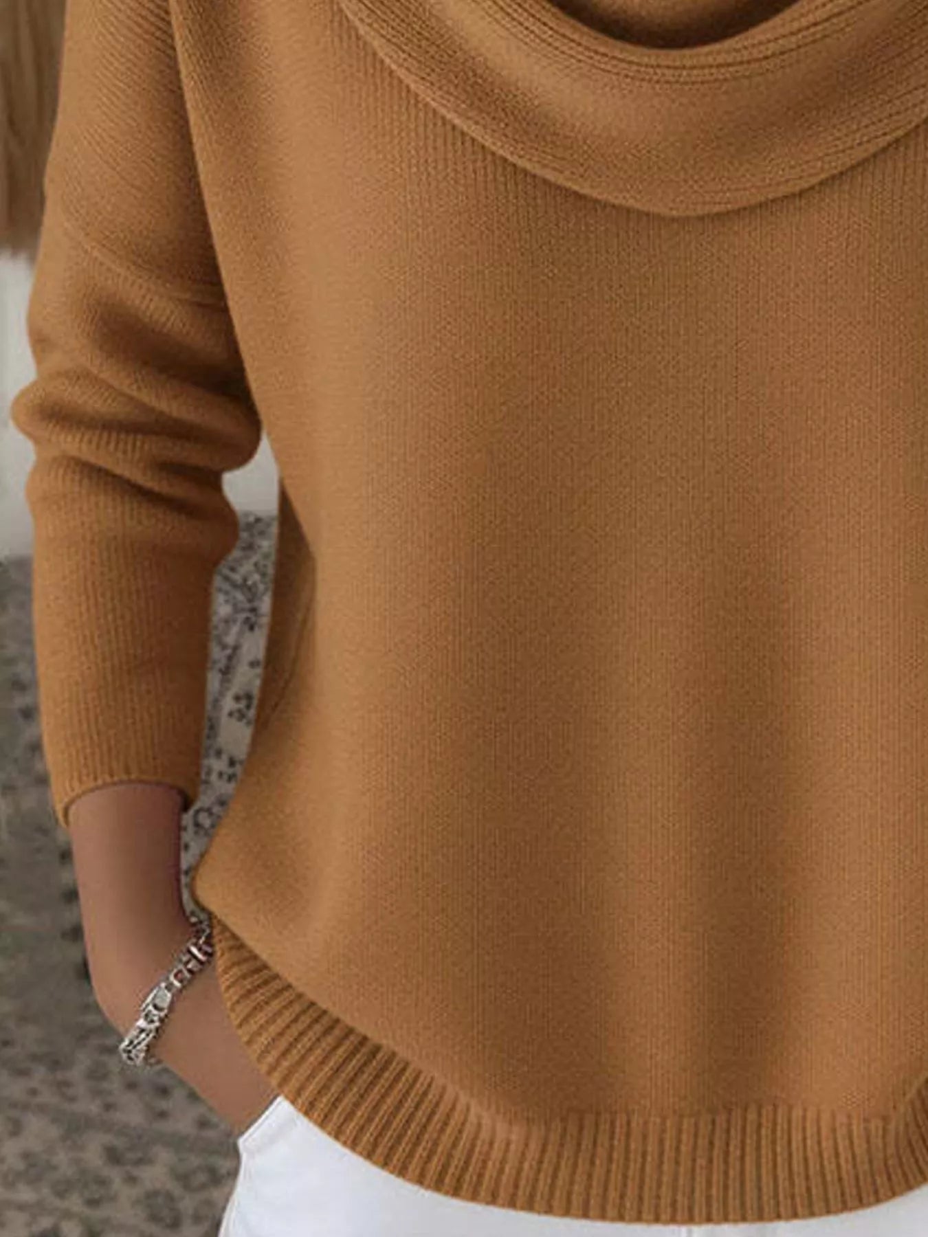 Full Size Cowl Neck Solid Color Sweater Plus Size - Rochelle's House LLC