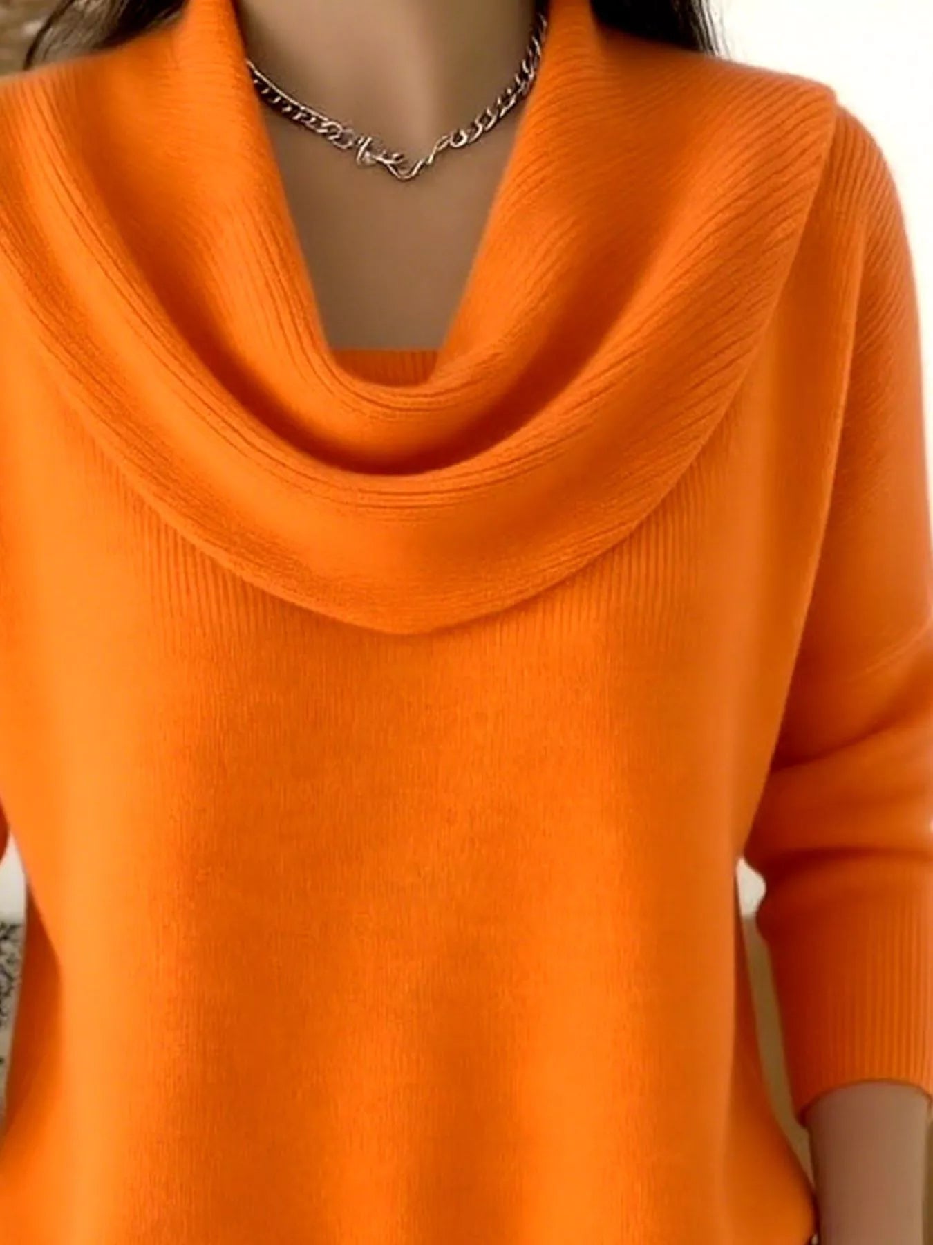 Full Size Cowl Neck Solid Color Sweater Plus Size - Rochelle's House LLC