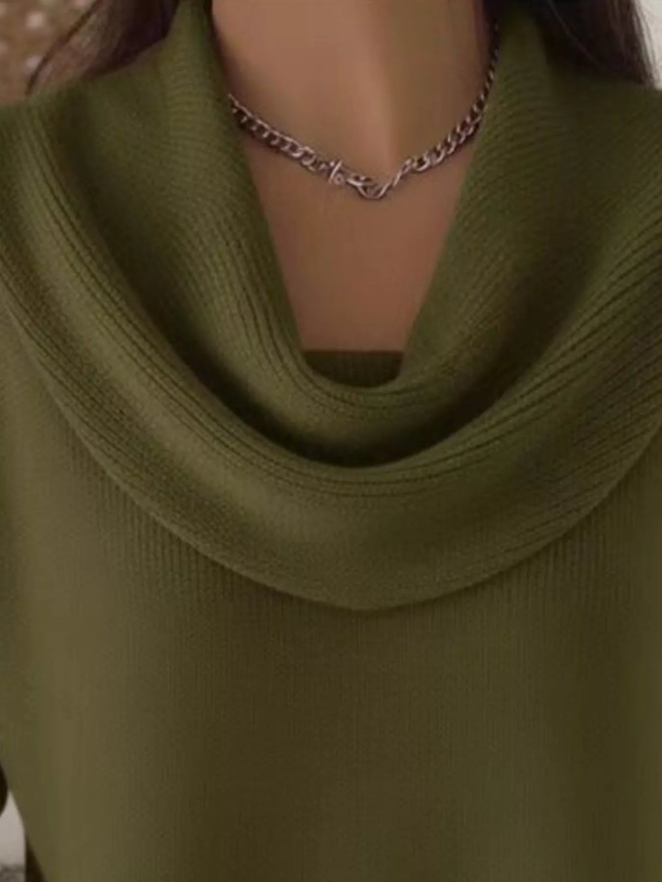 Full Size Cowl Neck Solid Color Sweater Plus Size - Rochelle's House LLC