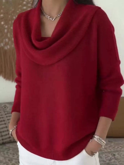 Full Size Cowl Neck Solid Color Sweater Plus Size - Rochelle's House LLC