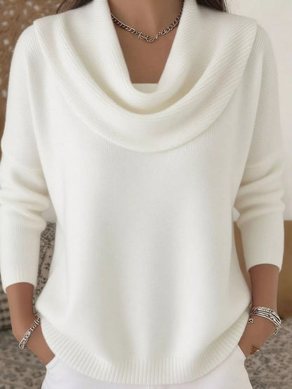 Full Size Cowl Neck Solid Color Sweater Plus Size - Rochelle's House LLC