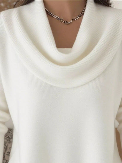 Full Size Cowl Neck Solid Color Sweater Plus Size - Rochelle's House LLC