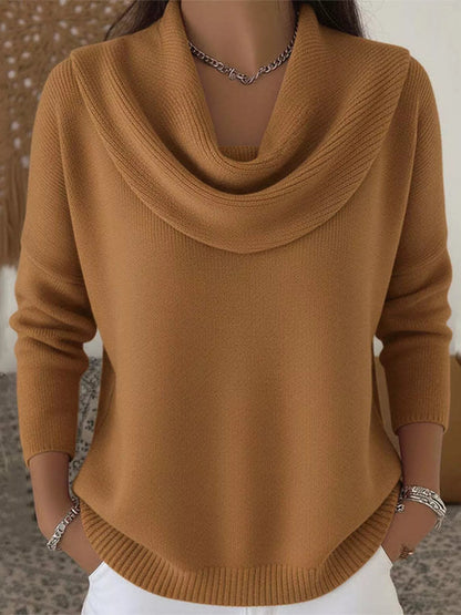 Full Size Cowl Neck Solid Color Sweater Plus Size - Rochelle's House LLC