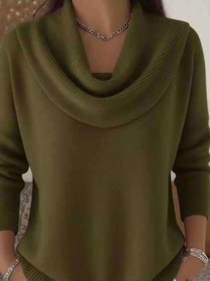 Full Size Cowl Neck Solid Color Sweater Plus Size - Rochelle's House LLC