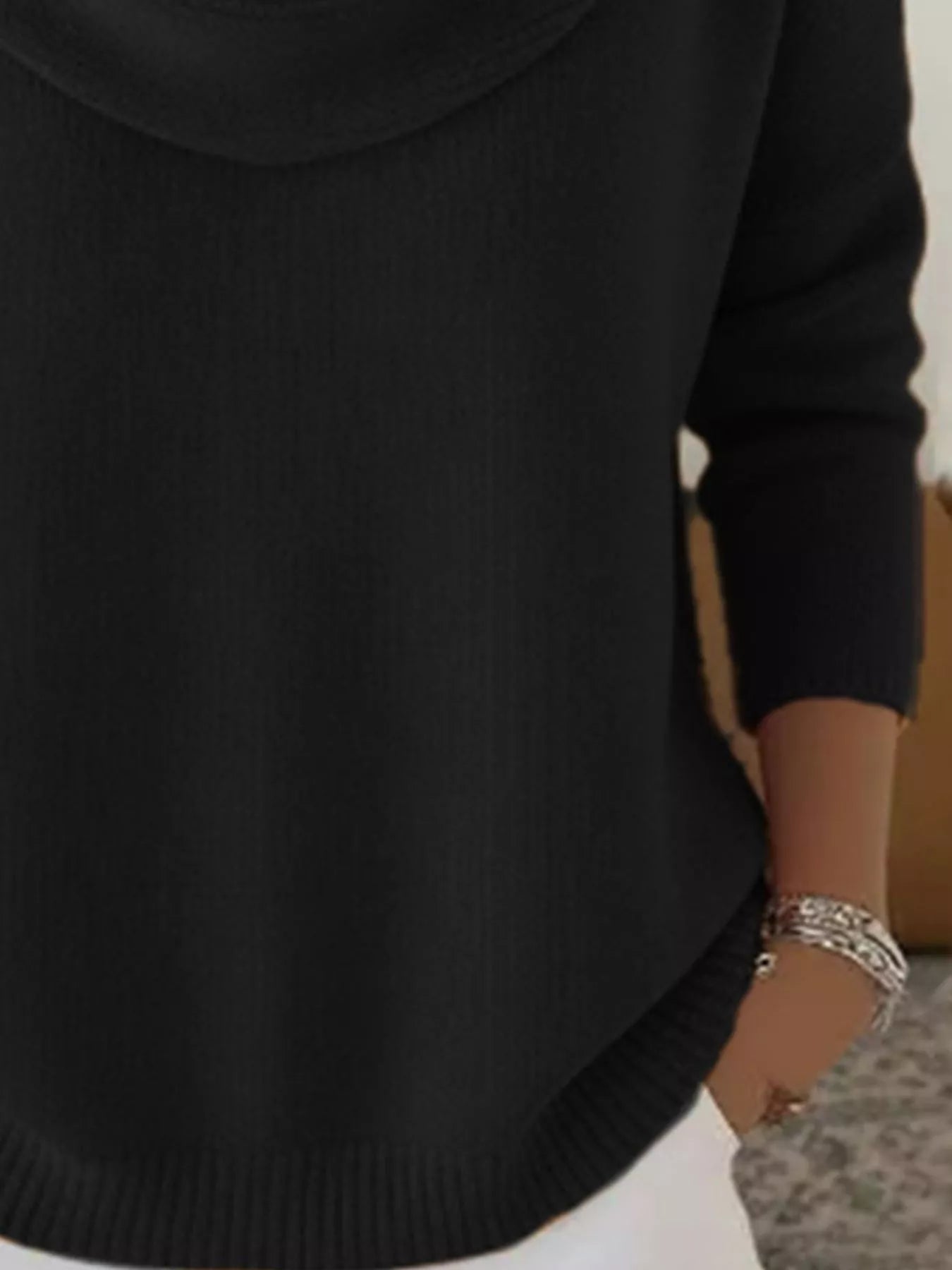 Full Size Cowl Neck Solid Color Sweater Plus Size - Rochelle's House LLC