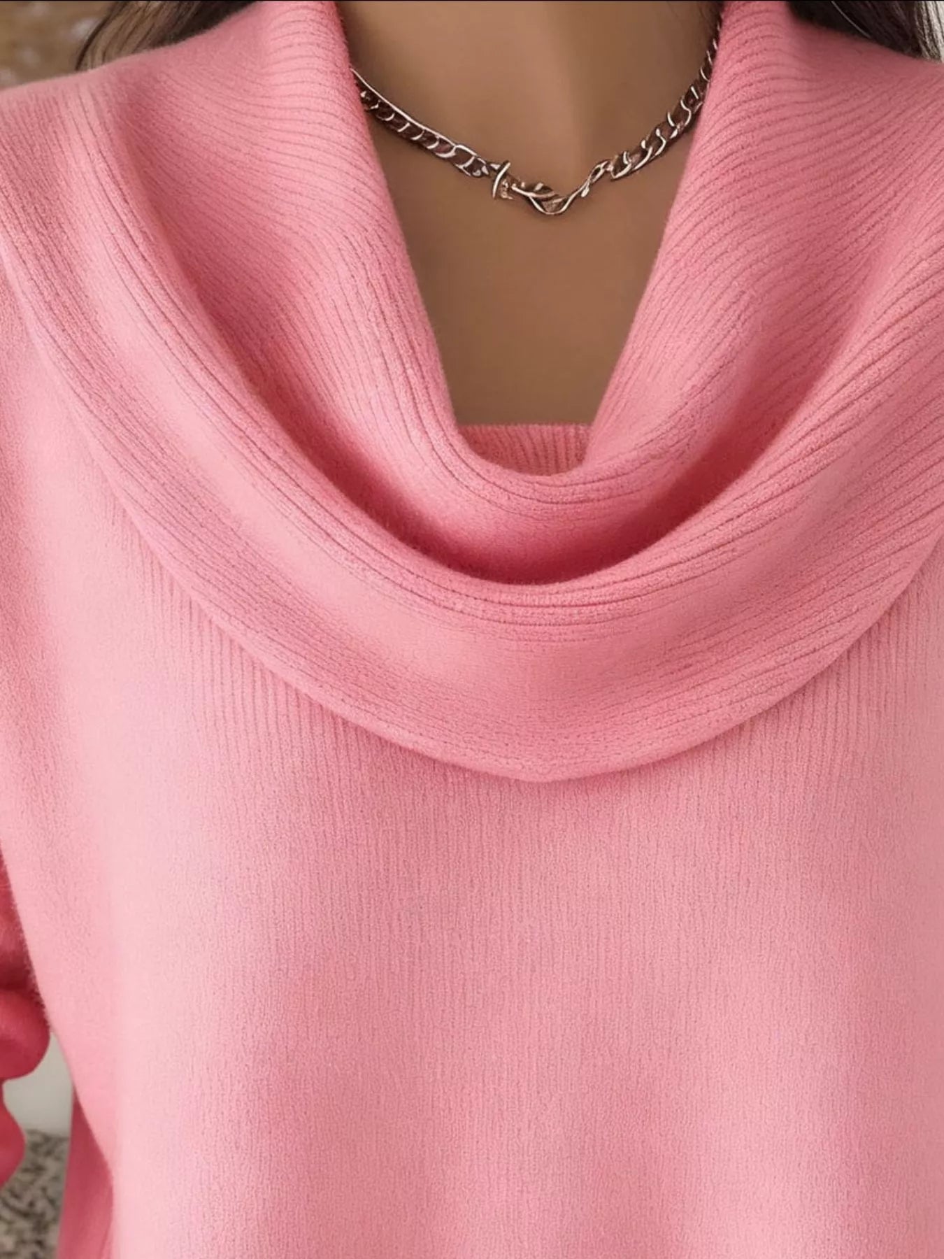 Full Size Cowl Neck Solid Color Sweater Plus Size - Rochelle's House LLC