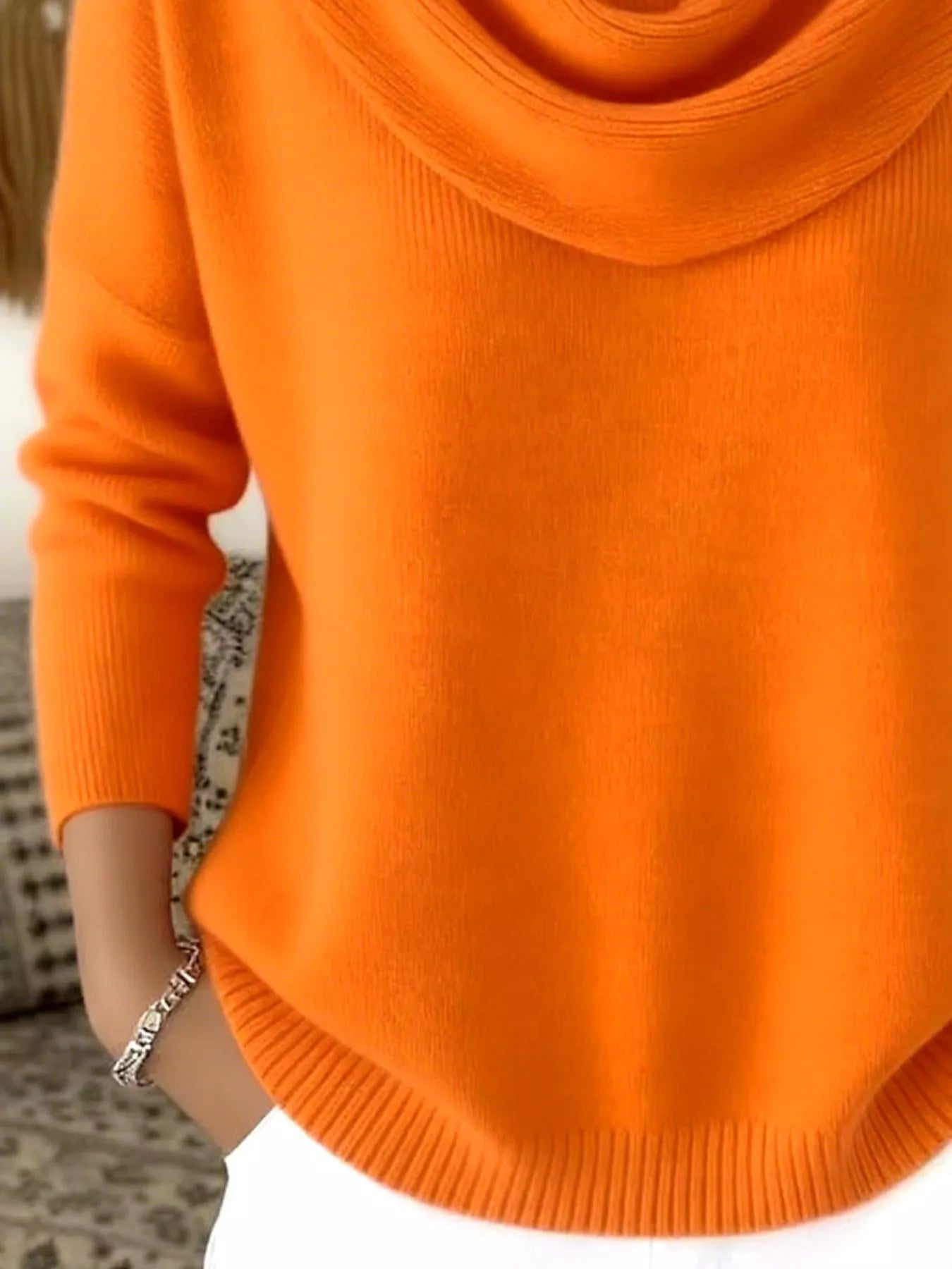 Full Size Cowl Neck Solid Color Sweater Plus Size - Rochelle's House LLC