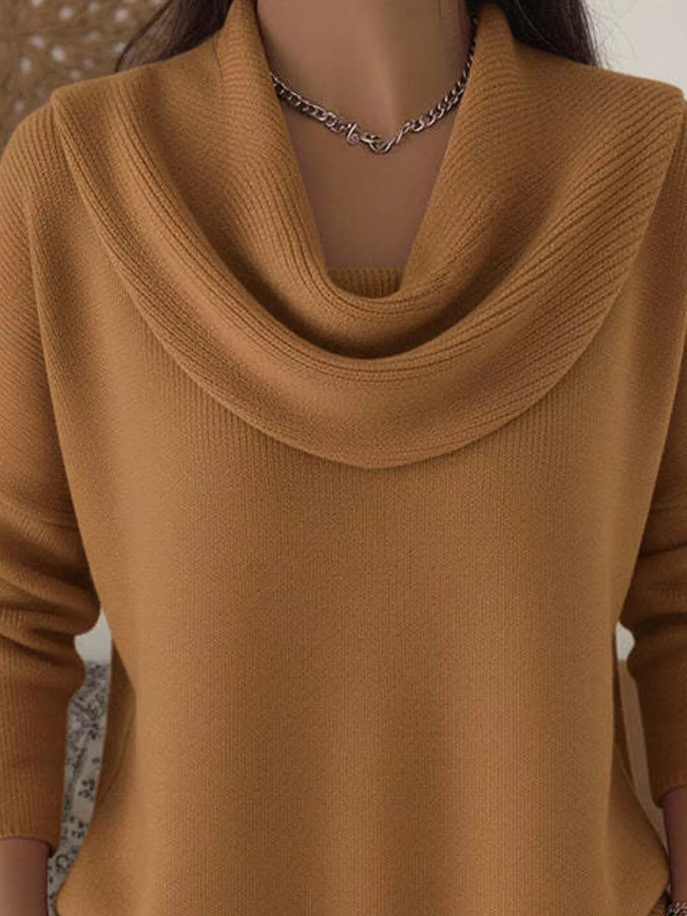 Full Size Cowl Neck Solid Color Sweater Plus Size - Rochelle's House LLC