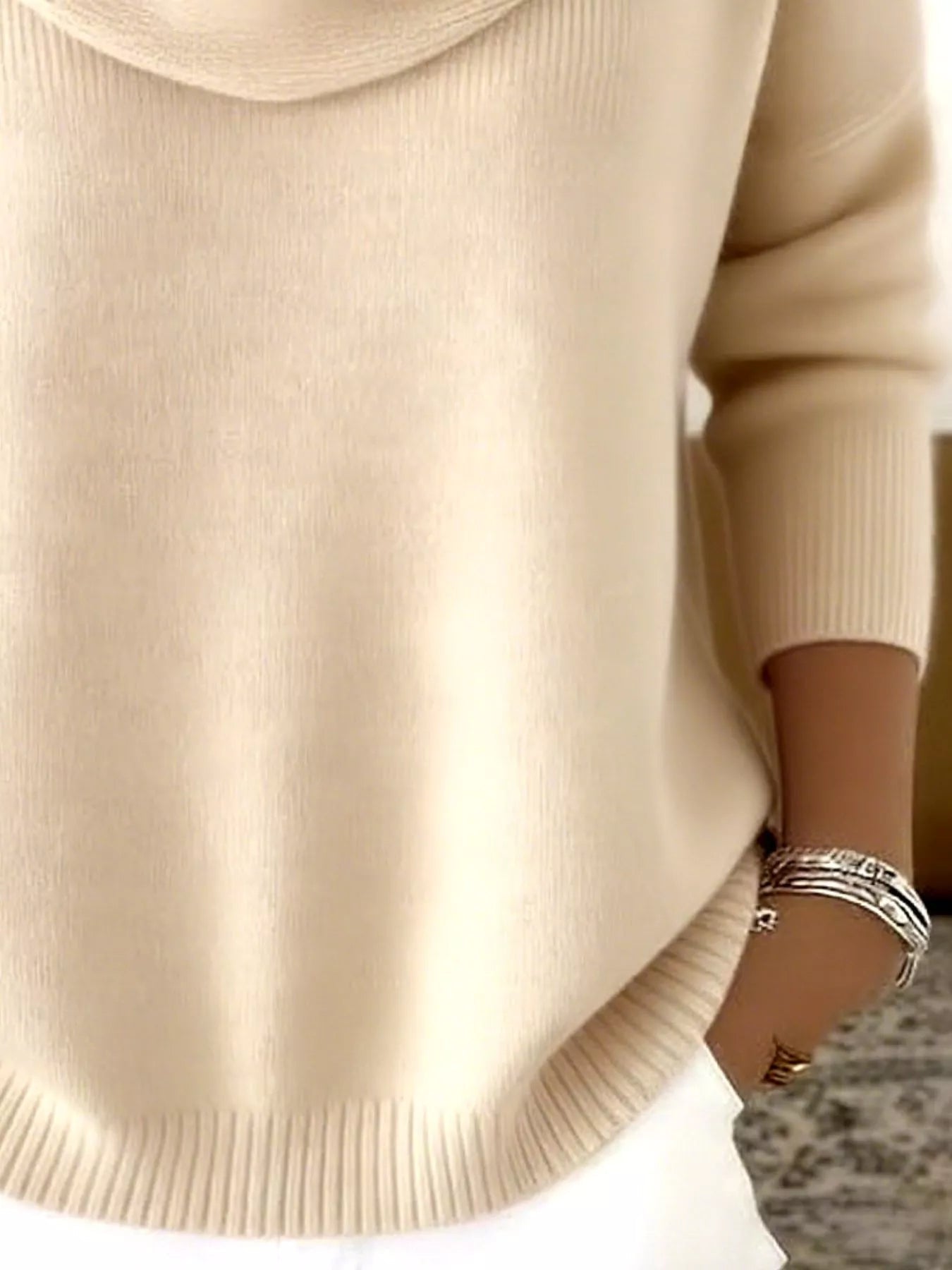 Full Size Cowl Neck Solid Color Sweater Plus Size - Rochelle's House LLC