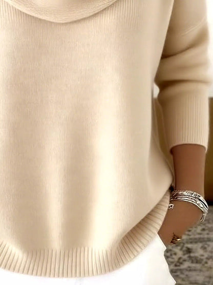 Full Size Cowl Neck Solid Color Sweater Plus Size - Rochelle's House LLC