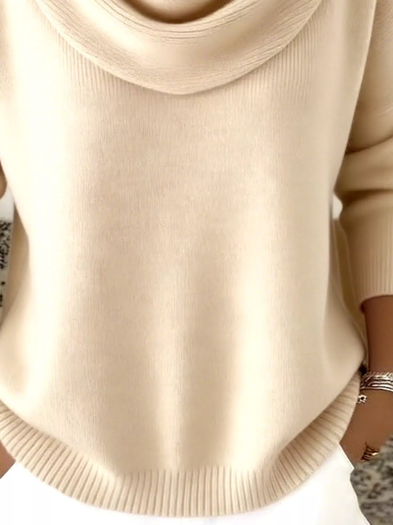 Full Size Cowl Neck Solid Color Sweater Plus Size - Rochelle's House LLC