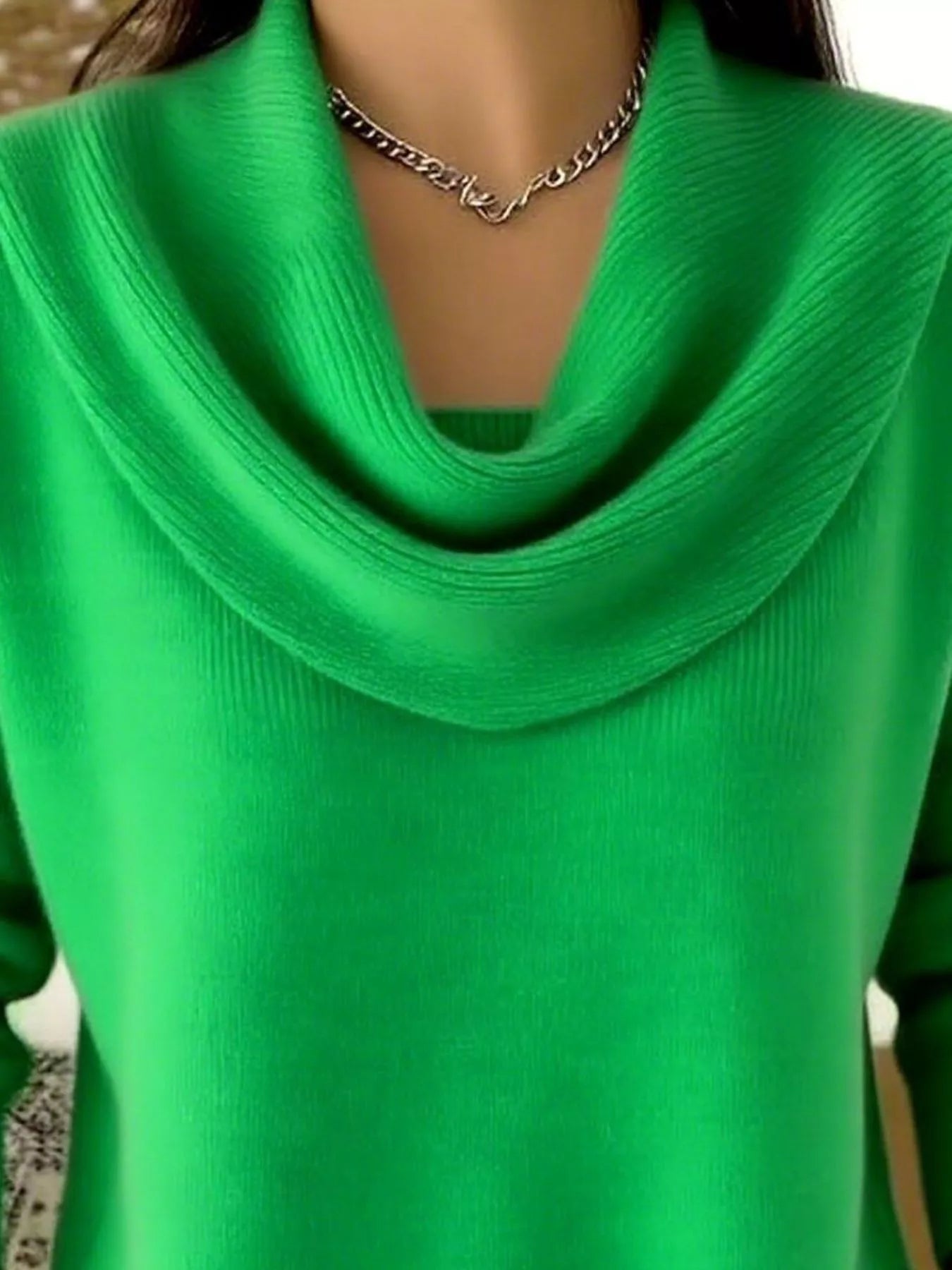 Full Size Cowl Neck Solid Color Sweater Plus Size - Rochelle's House LLC