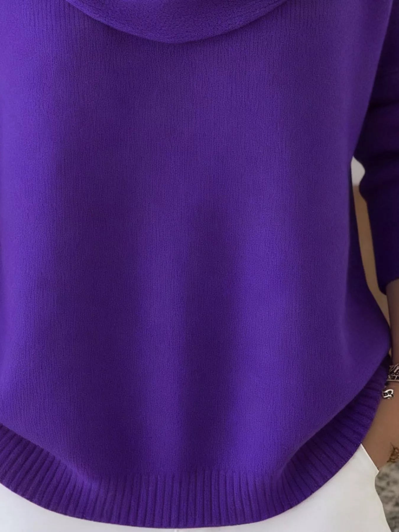 Full Size Cowl Neck Solid Color Sweater Plus Size - Rochelle's House LLC