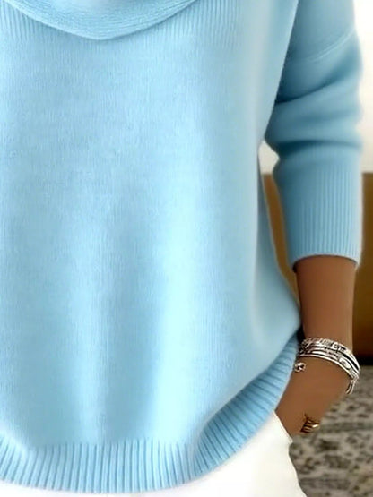 Full Size Cowl Neck Solid Color Sweater Plus Size - Rochelle's House LLC