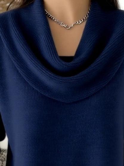 Full Size Cowl Neck Solid Color Sweater Plus Size - Rochelle's House LLC