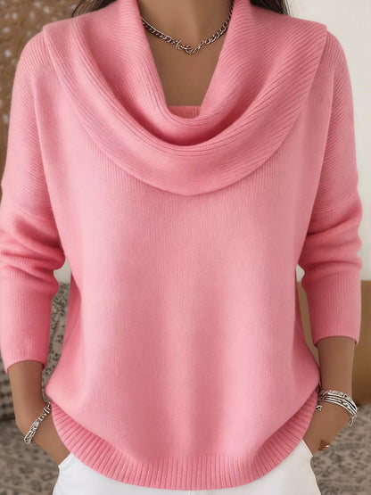 Full Size Cowl Neck Solid Color Sweater Plus Size - Rochelle's House LLC