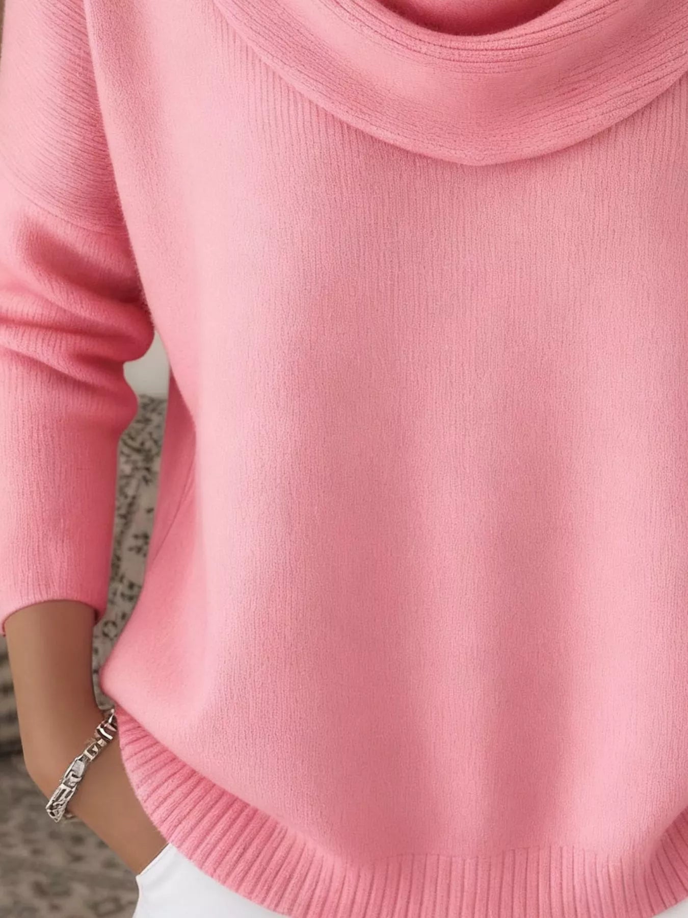 Full Size Cowl Neck Solid Color Sweater Plus Size - Rochelle's House LLC