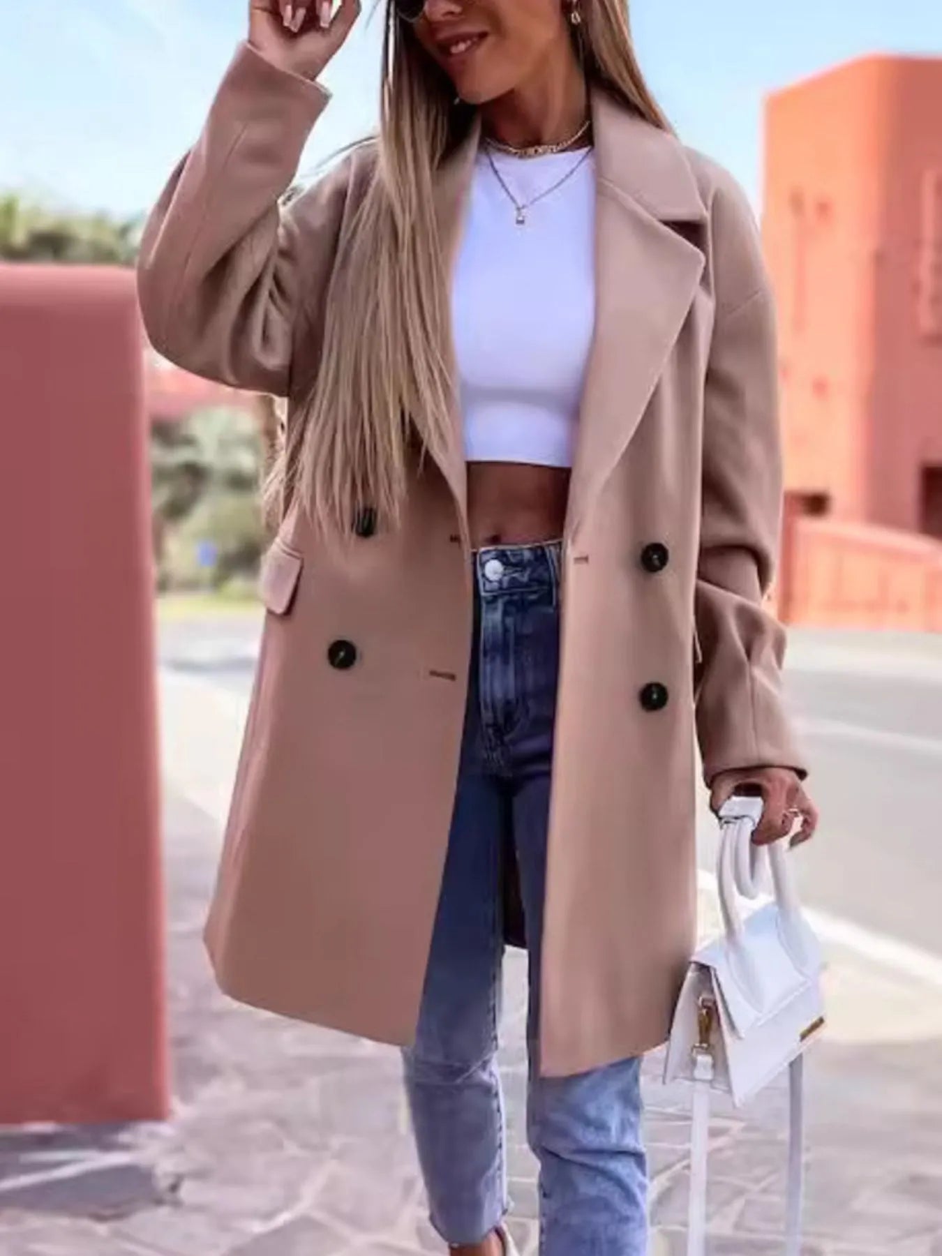 Lifestyle image of product styled for a chic daytime look