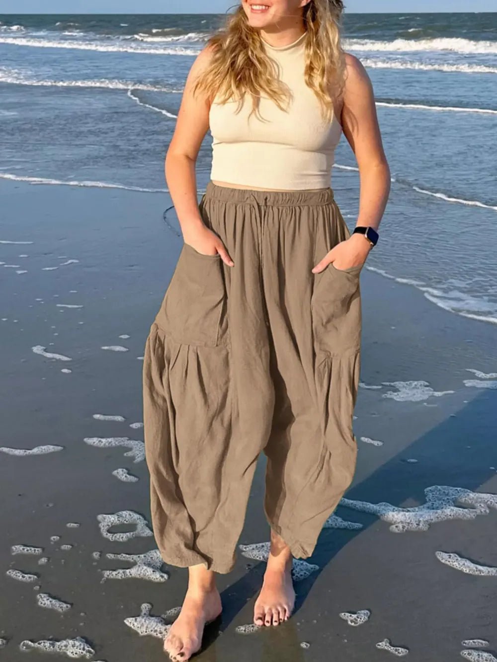 Full Size Drawstring Pants with Pockets Plus Size - Rochelle's House LLC