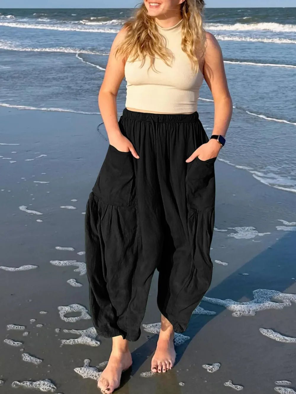 Full Size Drawstring Pants with Pockets Plus Size - Rochelle's House LLC