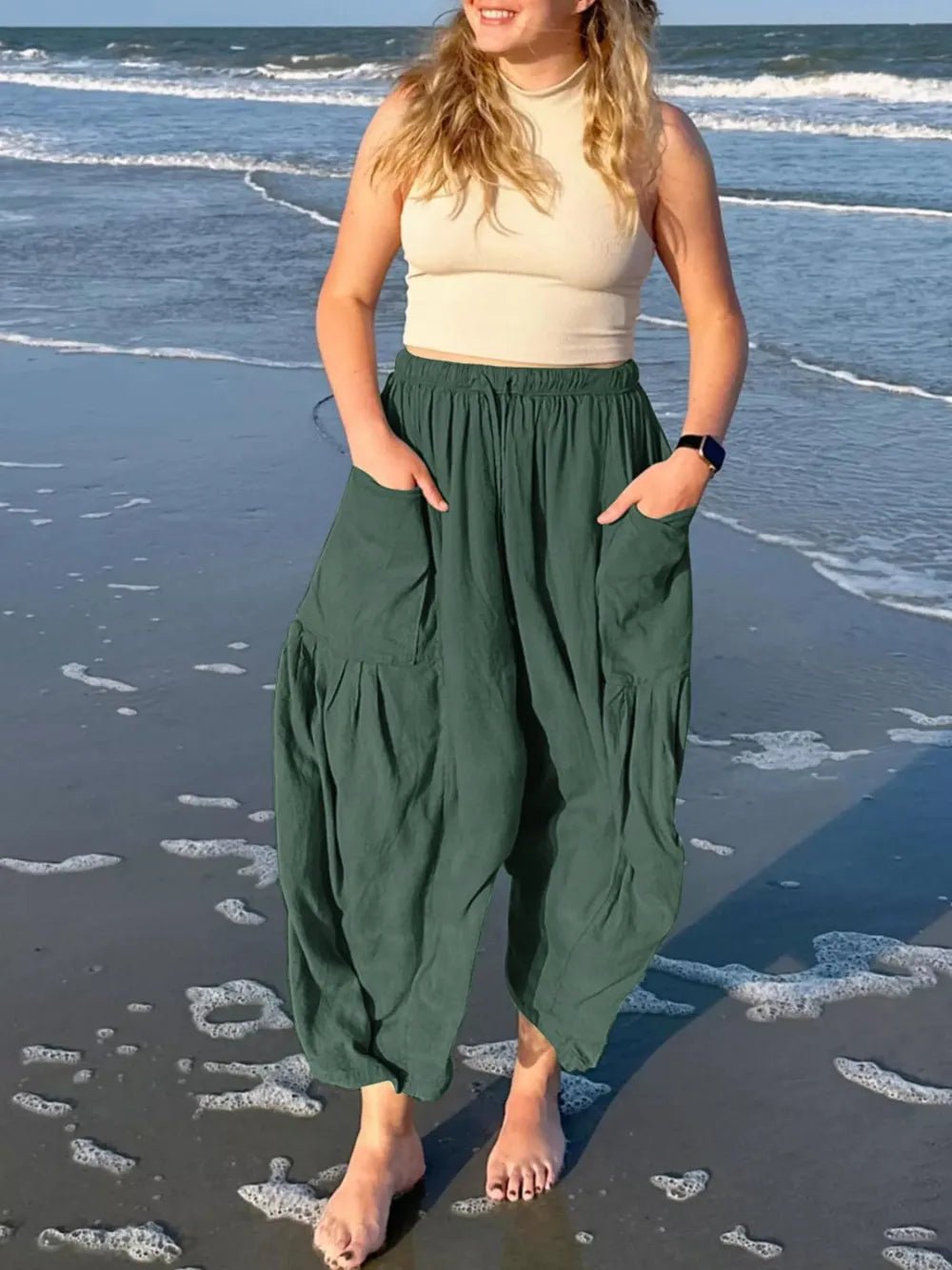 Full Size Drawstring Pants with Pockets Plus Size - Rochelle's House LLC