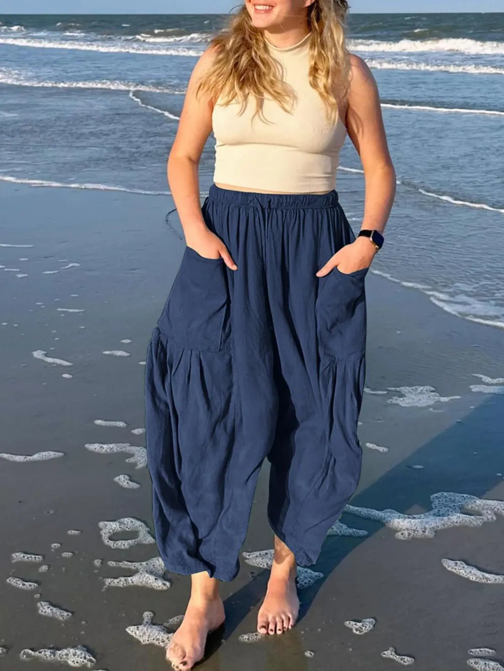 Full Size Drawstring Pants with Pockets Plus Size - Rochelle's House LLC