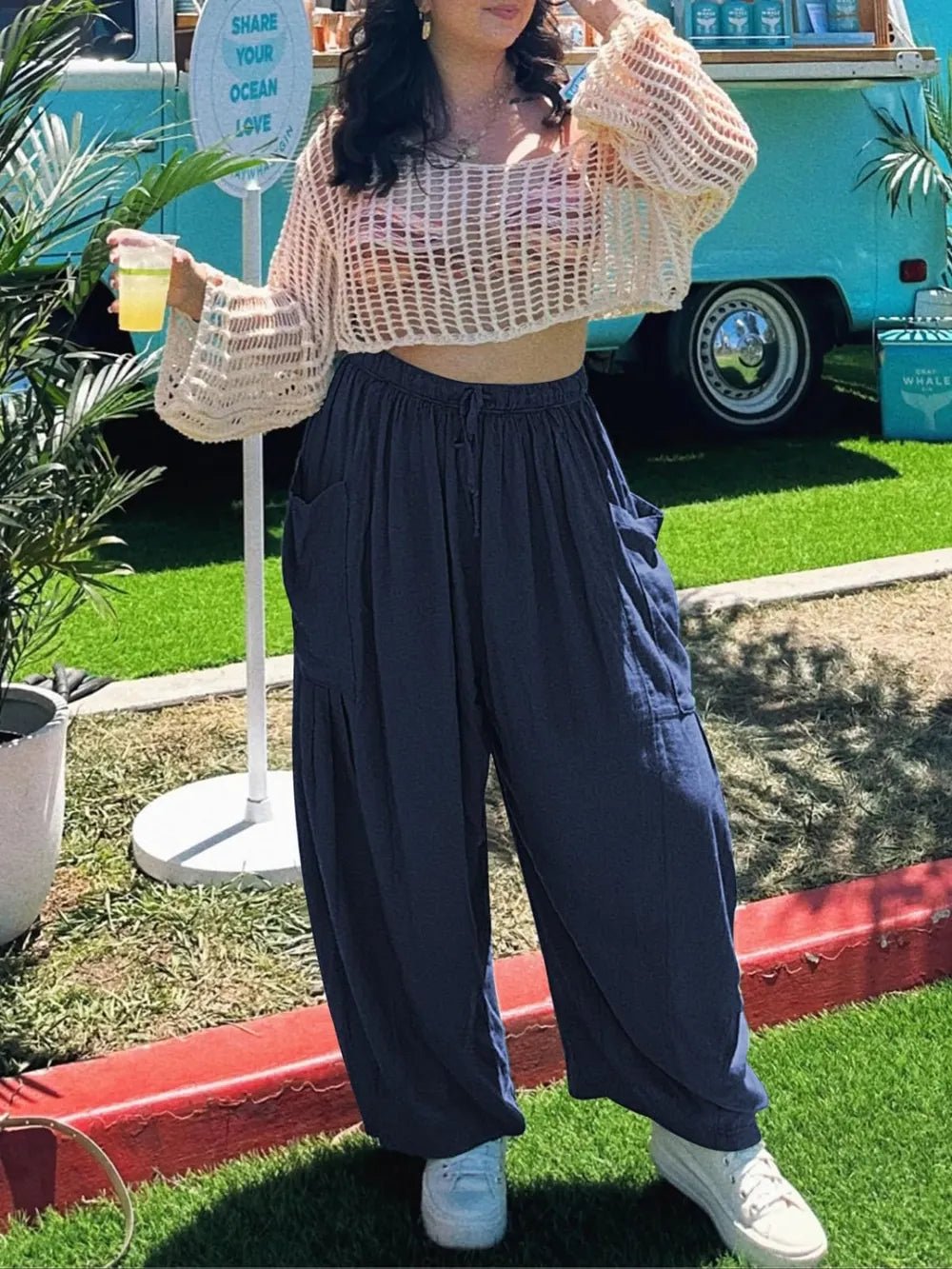 Full Size Drawstring Pants with Pockets Plus Size - Rochelle's House LLC