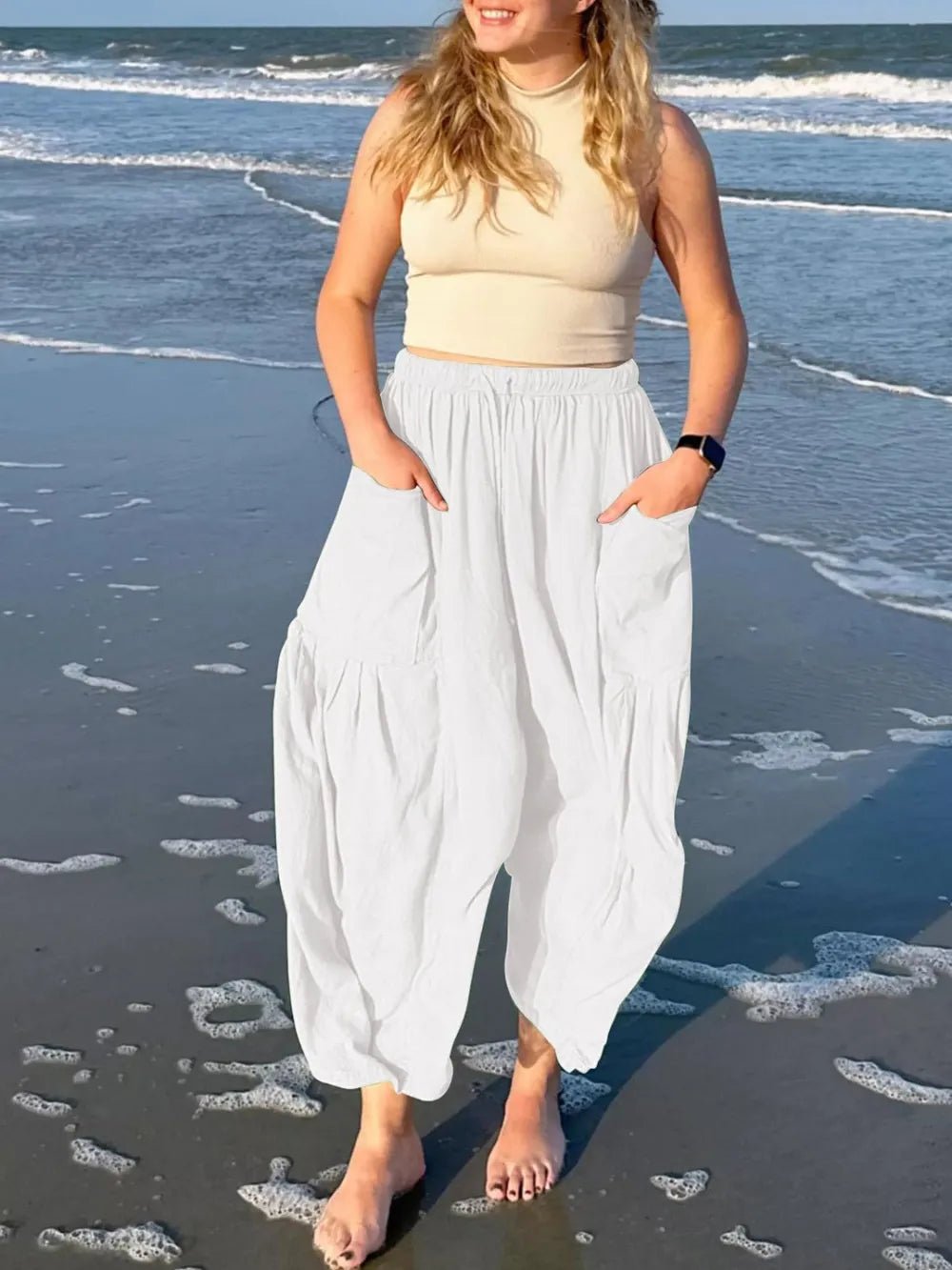 Full Size Drawstring Pants with Pockets Plus Size - Rochelle's House LLC