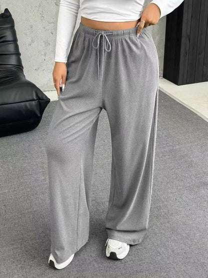 Full Size Drawstring Wide Leg Pants Plus Size - Rochelle's House LLC