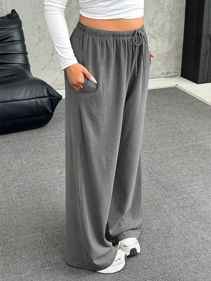Full Size Drawstring Wide Leg Pants Plus Size - Rochelle's House LLC