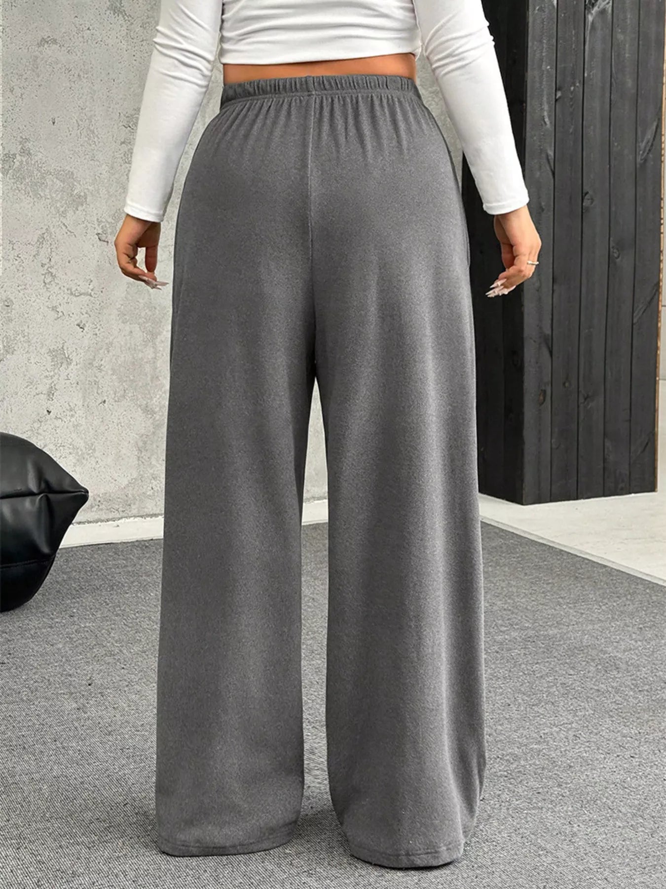 Full Size Drawstring Wide Leg Pants Plus Size - Rochelle's House LLC