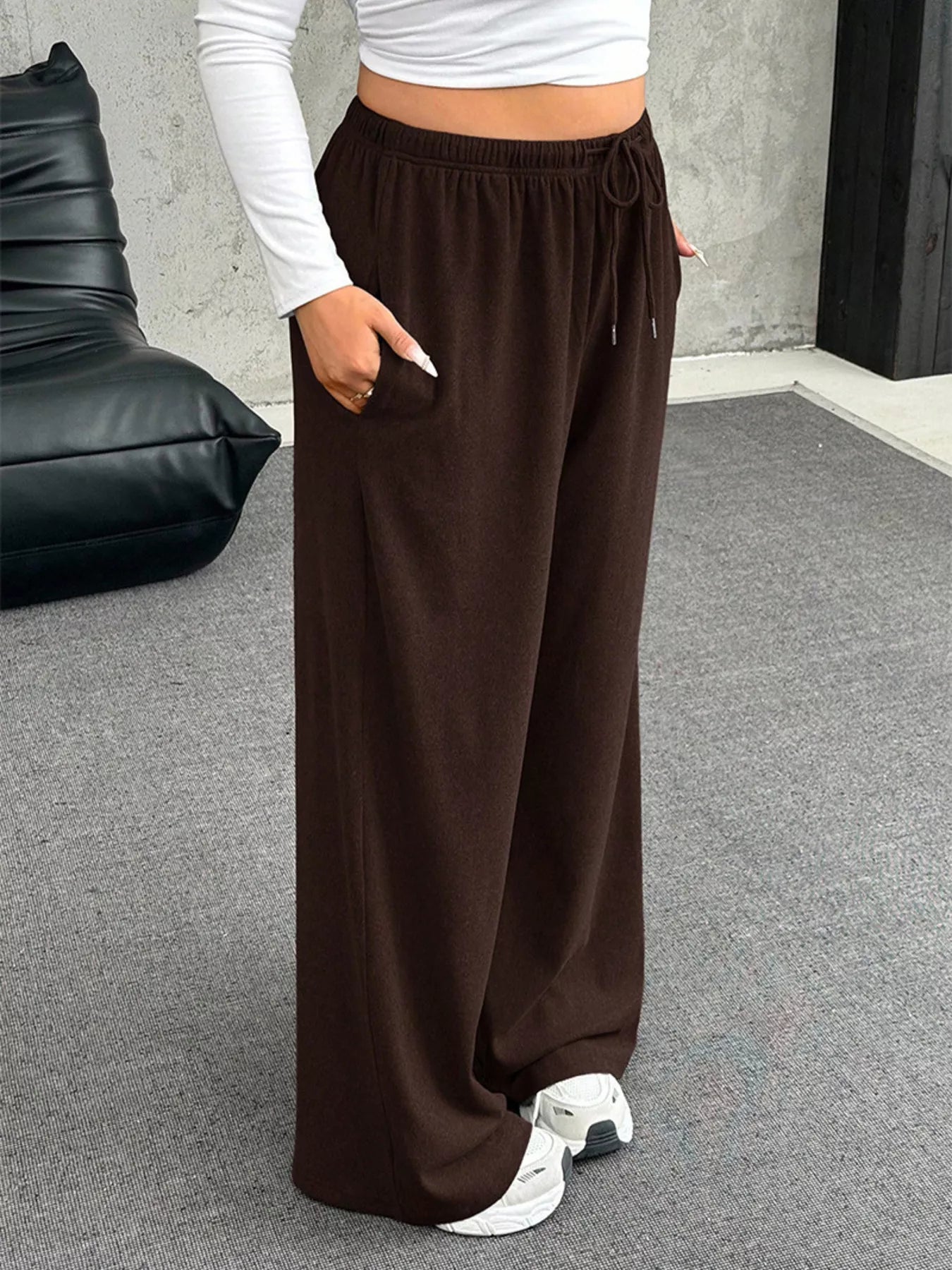 Full Size Drawstring Wide Leg Pants Plus Size - Rochelle's House LLC