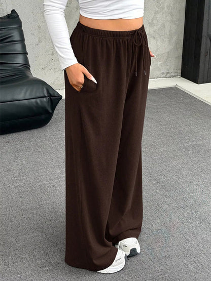 Full Size Drawstring Wide Leg Pants Plus Size - Rochelle's House LLC