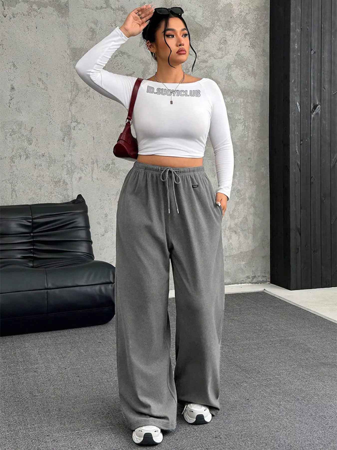 Full Size Drawstring Wide Leg Pants Plus Size - Rochelle's House LLC