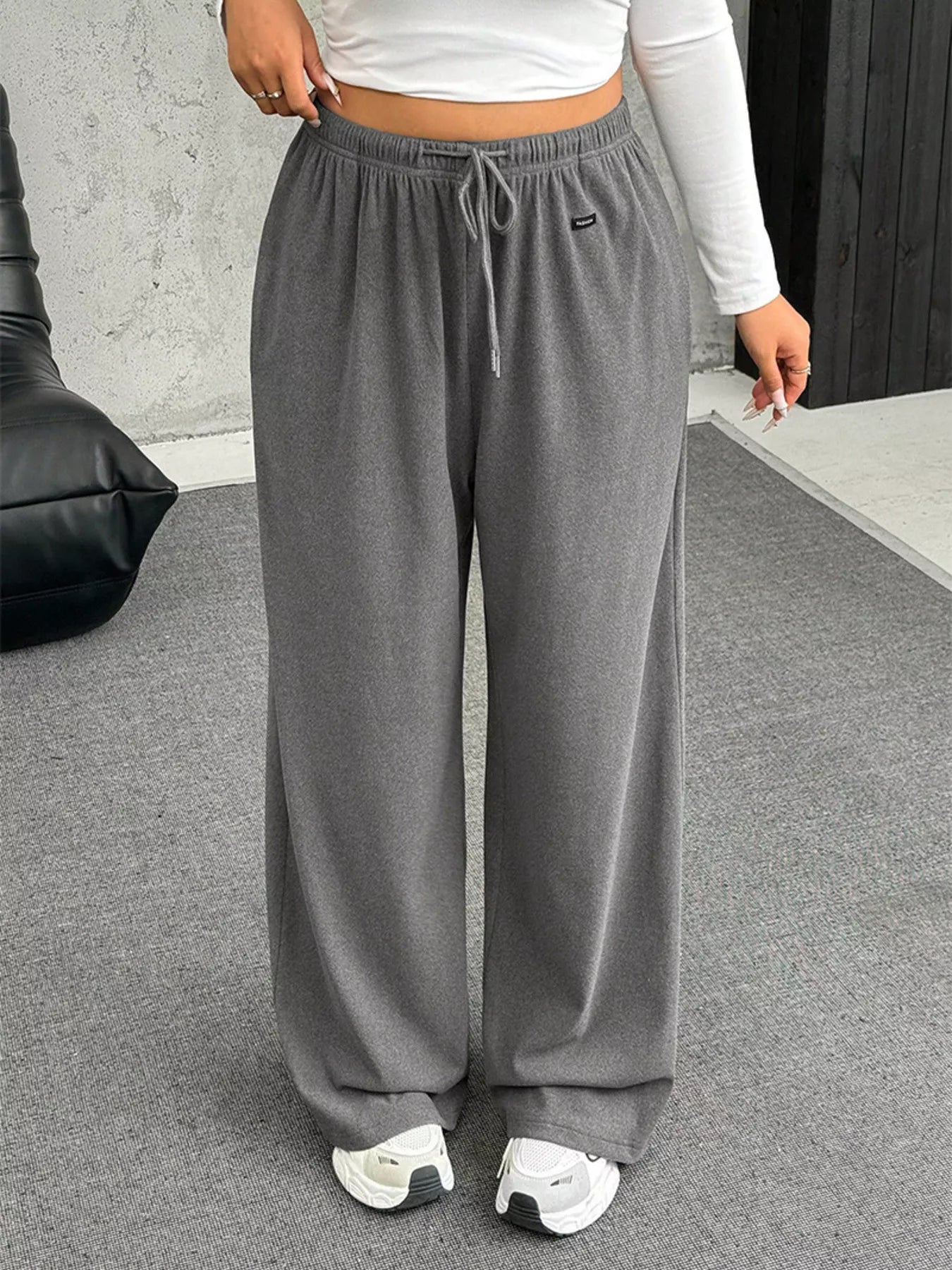 Full Size Drawstring Wide Leg Pants Plus Size - Rochelle's House LLC
