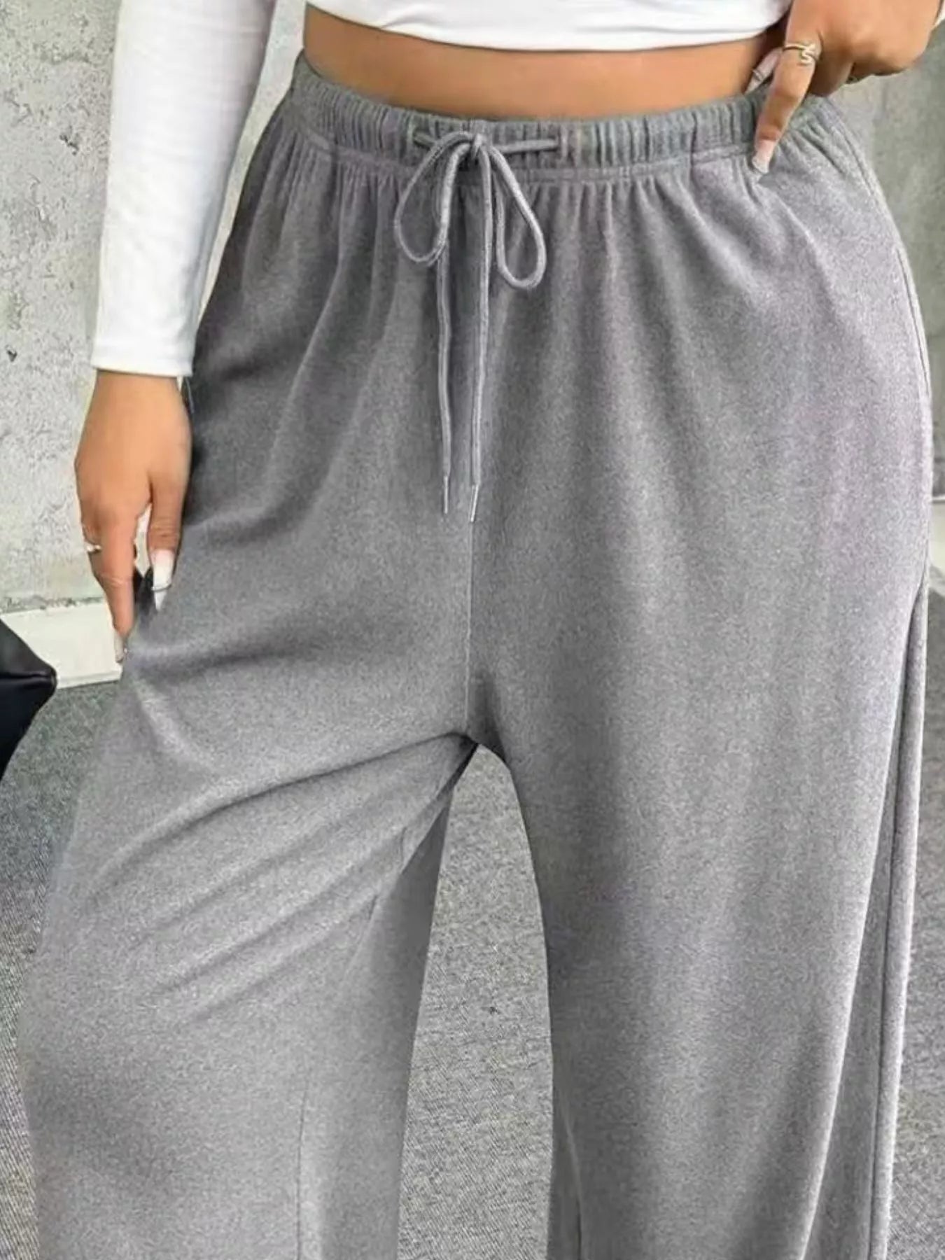 Full Size Drawstring Wide Leg Pants Plus Size - Rochelle's House LLC