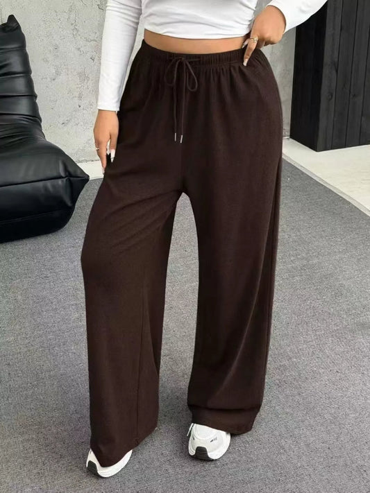 Full Size Drawstring Wide Leg Pants Plus Size - Rochelle's House LLC